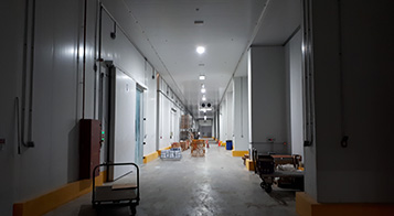 Project name: G2 International LLC, Technopark Dubai<br/>
Refrigeration contractor: Fanar al Khaleej Refrigeration<br/>
Execution: 2017-2018<br/>
Application: Logistic cold store, dry cold store, chiller and freezer cold rooms<br/>
Application with hot gas defrost + electrical in parallel<br/>
Cooling system description:<br/>
- Chilled receiving area: LU-VE Cubic 2# F50HC 1806 E 7 - 40,6kW  (10C_85%_EV-3) R404a<br/>
- 7 cold stores dual application Chiller/Freezer (various sizes): LU-VE Cubic 15# F50HC 1808 E 7 - 21,4kW (-20C_85%_EV-27C) R404a<br/>
- 2 cold stores dual application Chiller/Freezer (various sizes): LU-VE Cubic 4# F50HC 1806 E 7 - 17,4kW (-20C_85%_EV-27C) R404a<br/>
- 1 cold stores dual application Chiller/Freezer (various sizes): LU-VE Cubic 1# F45HC 1320 E 7 - 30,3kW (-20C_85%_EV-27C) R404a<br/>
- Corridor: LU-VE Cubic 2# F50HC 1706 E 6 - 40,6kW  (5_85%_EV-3) R404a<br/>
- Dry storage area (1800sqm): LU-VE Cubic 3# F71HC 4208 N 6 – 65,8kW (22C_65%_EV-27C) R134a<br/>
- Technical Store: LU-VE Cubic 1# F45HC 1112 N 4 – 28,9kW (22C_65%_EV-27C) R134a<br/>
- Plant room: LU-VE Cubic 1# F35HC 261 N 6 – 19,4kW (25C_65%_EV-27C) R134a<br/>
Rack System:<br/>
- 1# Profroid 200HP Rack for LT application R404a<br/>
- 1# Profroid 120HP Rack for MT application R134a
