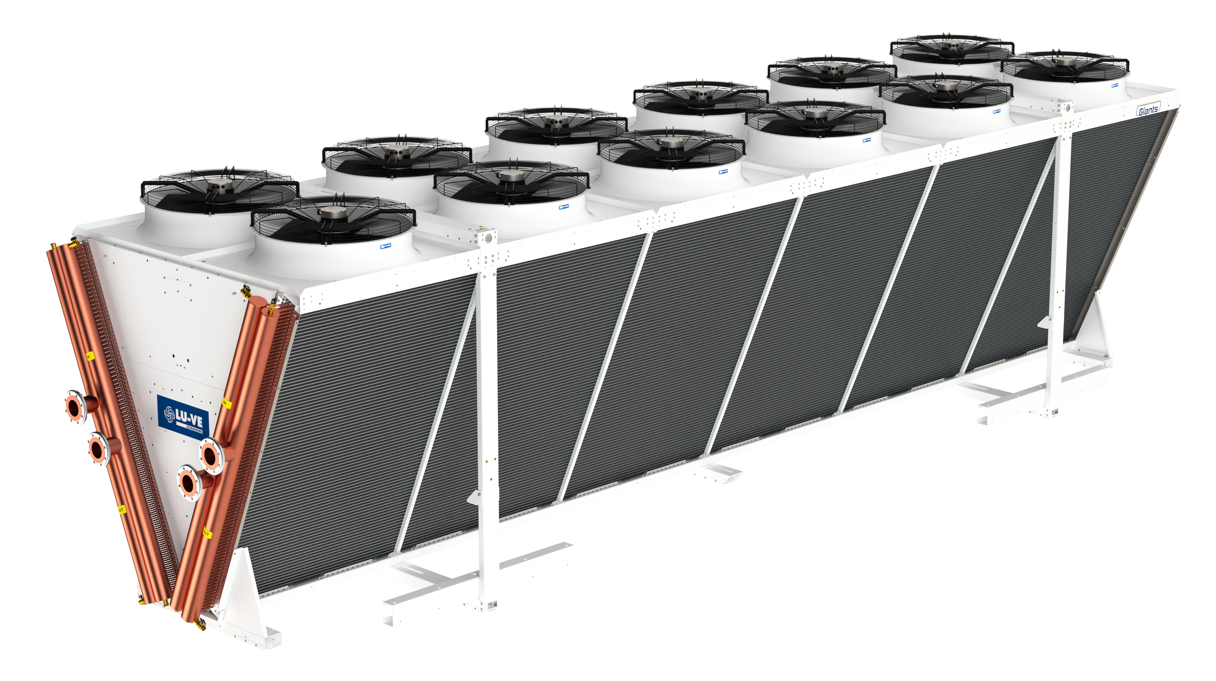 Aéro-réfrigérants avec batterie en V à deux rangées de ventilateurs EHLD